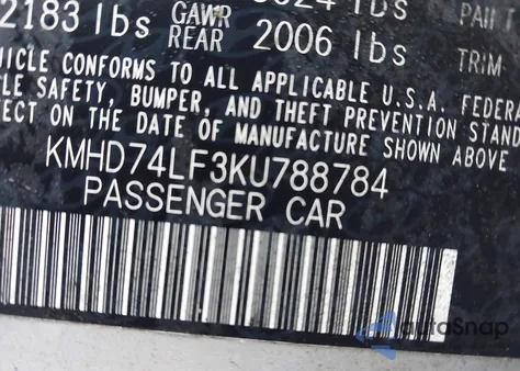 2019 Hyundai Elantra Se из США, поврежденный, VIN KMHD74LF3KU788784